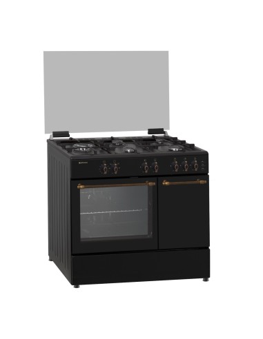 Cocina de gas butano 90 cm Rústica Negra