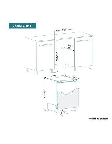 Frigorífico bajo encimera de 1 puerta integrable 82x60 cm E Blanco
