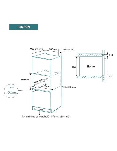 Horno 8 funciones y AquaClean Cristal Negro