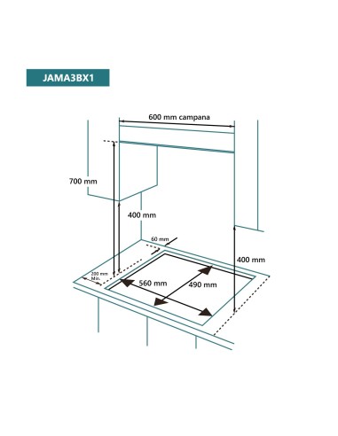 Encimera de gas 60 cm 3 fuegos