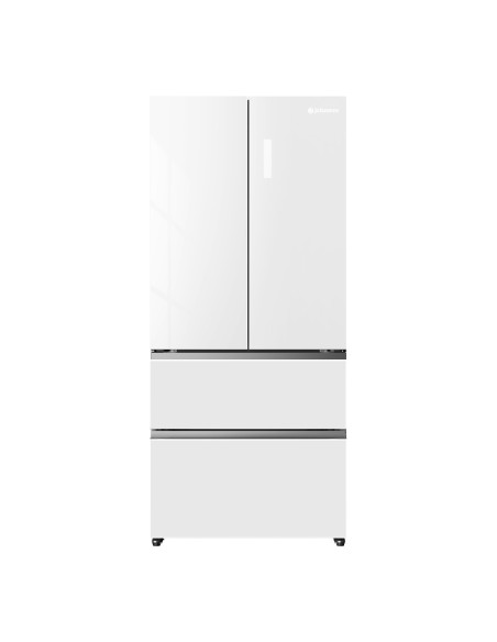 Frigorífico francés 190x84 cm 2 puertas 2 cajones E Cristal Blanco